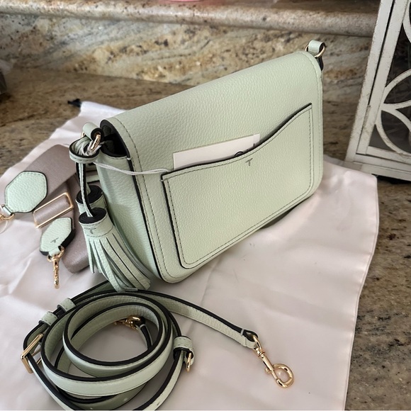 New Tory Burch Thea web flap green mist double straps - Picture 3 of 10